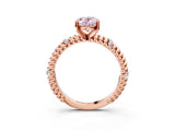 18K Rose Gold 2.71 Carat Pink VS1 Oval Solitaire Twisted Band Prong Set Engagement Ring