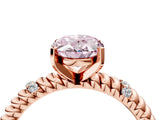18K Rose Gold 2.71 Carat Pink VS1 Oval Solitaire Twisted Band Prong Set Engagement Ring