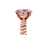 18K Rose Gold 2.71 Carat Pink VS1 Oval Solitaire Twisted Band Prong Set Engagement Ring