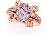 Rose gold Fancy Pink Oval  Solitaire Twisted Band Scroll Prong Ring_26