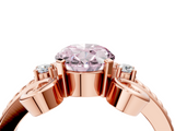 Rose gold Fancy Pink Oval  Solitaire Twisted Band Scroll Prong Ring_29