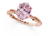 Rose gold Fancy Pink Oval  Solitaire Twisted Band with Bead Prong Setting_380