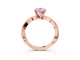 Rose gold Fancy Pink Oval  Solitaire Twisted Band with Bead Prong Setting_382