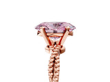 Rose gold Fancy Pink Oval  Solitaire Twisted Band with Bead Prong Setting_384