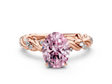 Rose gold Fancy Pink Oval  Solitaire Twisted Band with Pavé Accents and Four-Prong Setting_3