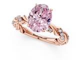 Rose gold Fancy Pink Oval  Solitaire Twisted Band with Pavé Accents and Four-Prong Setting_4