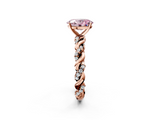 Rose gold Fancy Pink Oval  Solitaire Twisted Band with Pavé Accents and Four-Prong Setting_5