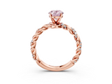Rose gold Fancy Pink Oval  Solitaire Twisted Band with Pavé Accents and Four-Prong Setting_6