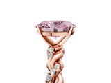 Rose gold Fancy Pink Oval  Solitaire Twisted Band with Pavé Accents and Four-Prong Setting_8