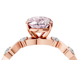 Rose gold Fancy Pink Oval  Solitaire Twisted Band with Prong Setting 4
