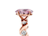 Rose gold Fancy Pink Oval  Solitaire Twisted Band with Prong Setting 5