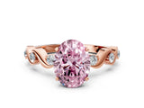 Rose gold Fancy Pink Oval  Solitaire Twisted Band with Prong Setting