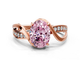 Rose gold Fancy Pink Oval  Solitaire Twisted Band with Prong Setting_3