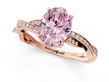 Rose gold Fancy Pink Oval  Solitaire Twisted Pave Diamond Ring with Four-Prong Setting_81