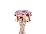 Rose gold Fancy Pink Oval  Solitaire Twisted Pave Diamond Ring with Four-Prong Setting_85