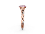 Rose gold Fancy Pink Oval  Solitaire Vine Band with Milgrain Prong Setting_5