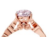 Rose gold Fancy Pink Oval  Solitaire Vine Band with Milgrain Prong Setting_7