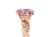 Rose gold Fancy Pink Oval  Solitaire Vine Band with Milgrain Prong Setting_8