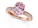 Rose gold Fancy Pink Oval  Solitaire with Pavé Band and Four-Prong Setting_302