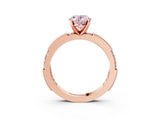 Rose gold Fancy Pink Oval  Solitaire with Pavé Band and Four-Prong Setting_304