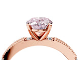 Rose gold Fancy Pink Oval  Solitaire with Pavé Band and Four-Prong Setting_305