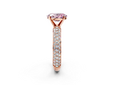 Rose gold Fancy Pink Oval  Solitaire with Pave Band and Four-Prong Setting_5