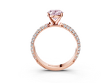 Rose gold Fancy Pink Oval  Solitaire with Pave Band and Four-Prong Setting_6