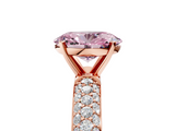 Rose gold Fancy Pink Oval  Solitaire with Pave Band and Four-Prong Setting_8
