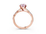 Rose gold Fancy Pink Oval  Solitaire with Side Baguettes and Channel Set Band_68