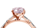Rose gold Fancy Pink Oval  Solitaire with Side Baguettes and Channel Set Band_69