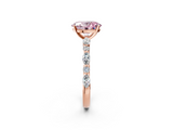 Rose gold Fancy Pink Oval  Solitaire with Side Stones on a Pavé Band and Four-Prong Setting_25