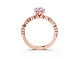 Rose gold Fancy Pink Oval  Solitaire with Side Stones on a Pavé Band and Four-Prong Setting_26