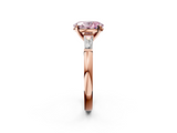 Rose gold Fancy Pink Oval  Solitaire with Tapered Baguette Side Stones on a Classic Band with Four-Prong Setting_114