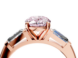 Rose gold Fancy Pink Oval  Solitaire with Tapered Baguette Side Stones on a Classic Band with Four-Prong Setting_116