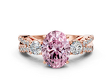 Rose gold Fancy Pink Oval  Three-Stone Diamond Ring with Pavé Split Shank and Four-Prong Setting_61