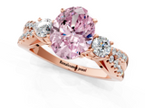 Rose gold Fancy Pink Oval  Three-Stone Diamond Ring with Pavé Split Shank and Four-Prong Setting_62