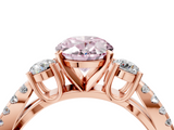Rose gold Fancy Pink Oval  Three-Stone Diamond Ring with Pavé Split Shank and Four-Prong Setting_65