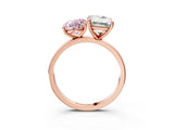 Rose gold Fancy Pink Oval  and Emerald Cut Toi Moi Ring with Prong Setting_65