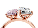 Rose gold Fancy Pink Oval  and Emerald Cut Toi Moi Ring with Prong Setting_66