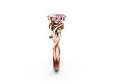 Rose gold Fancy Pink Oval cut Solitaire Twisted Band Prong Setting Ring_162