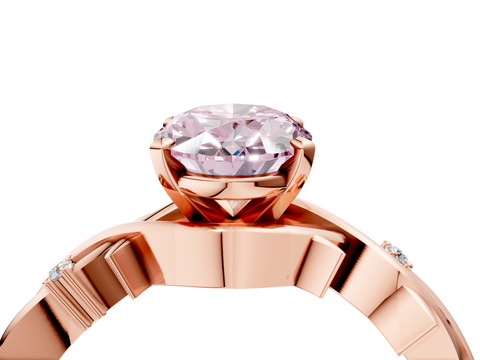 Rose gold Fancy Pink Oval cut Solitaire Twisted Band Prong Setting Ring_164