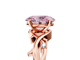 Rose gold Fancy Pink Oval cut Solitaire Twisted Band Prong Setting Ring_165