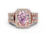 Rose gold Fancy Pink Pear -Cut Halo Diamond Ring with Split Shank and Four-Prong Setting_87