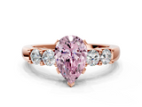 Rose gold Fancy Pink Pear  Brilliant Cut Diamond Five-Stone Prong Set Engagement Ring with Channel Band_3