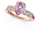 Rose gold Fancy Pink Pear  Brilliant Cut Diamond Five-Stone Prong Set Engagement Ring with Channel Band_4