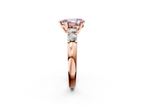 Rose gold Fancy Pink Pear  Brilliant Cut Diamond Five-Stone Prong Set Engagement Ring with Channel Band_5