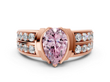 Rose gold Fancy Pink Pear  Brilliant Diamond Channel Set Wide Band Ring with Bezel Setting_54