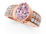 Rose gold Fancy Pink Pear  Brilliant Diamond Channel Set Wide Band Ring with Bezel Setting_55