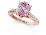 Rose gold Fancy Pink Pear  Brilliant Diamond Solitaire with Pavé Band and Four-Prong Setting 1