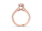 Rose gold Fancy Pink Pear  Brilliant Diamond Solitaire with Pavé Band and Four-Prong Setting 3
